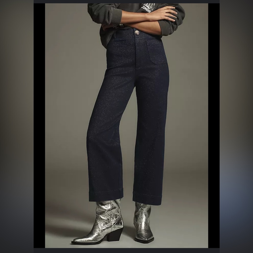 Maeve by Anthropologie “The Colette” Sparkle Wide-Leg Crop Pants (Size 33)